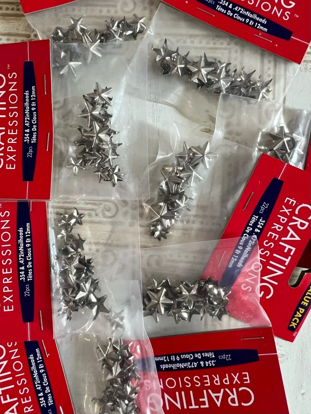 Lot of New Buttons, Nailheads, & Chain Connectors Silver Stars Gold Studs